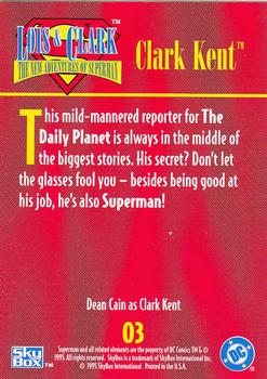 1995 SkyBox Lois & Clark #3 Clark Kent Back