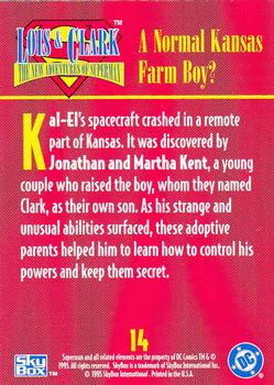 1995 SkyBox Lois & Clark #14 A Normal Kansas Farm Boy? Back