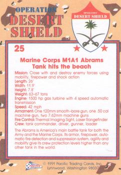 1991 Pacific Operation Desert Shield #25 Marine Corps M1A1 Abrams Tank Back