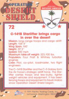 1991 Pacific Operation Desert Shield #72 C-141B Starlifter Back