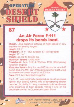 1991 Pacific Operation Desert Shield #87 F-111 Aardvark Back