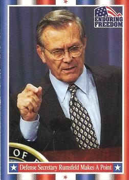 2001 Topps Enduring Freedom #34 Defense Secretary Rumsfeld Makes A Point Front