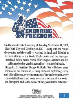 2001 Topps Enduring Freedom #1 Enduring Freedom Picture Cards Back