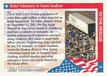 2001 Topps Enduring Freedom #8 Relief Volunteers At Giants Stadium Back