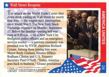 2001 Topps Enduring Freedom #24 Wall Street Reopens Back