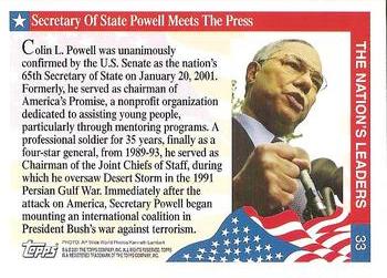 2001 Topps Enduring Freedom #33 Secretary Of State Powell Meets The Press Back