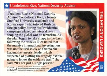 2001 Topps Enduring Freedom #35 Condoleezza Rice, National Security Advisor Back