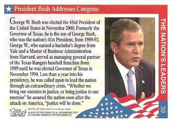 2001 Topps Enduring Freedom #39 President Bush Addresses Congress Back