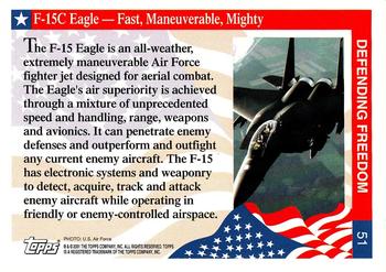 2001 Topps Enduring Freedom #51 F-15C Eagle - Fast, Maneuverable, Mighty Back