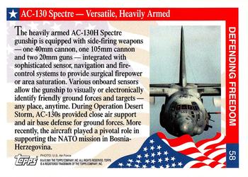 2001 Topps Enduring Freedom #58 AC-130 Spectre - Versatile, Heavily Armed Back