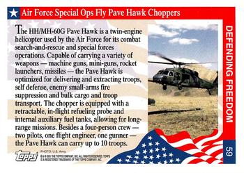 2001 Topps Enduring Freedom #59 Air Force Special Ops Fly Pave Hawk Choppers Back