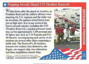 2001 Topps Enduring Freedom #72 Prepping Aircraft Aboard USS Theodore Roosevelt Back