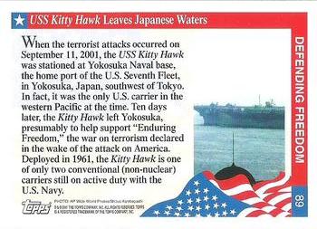 2001 Topps Enduring Freedom #89 USS Kitty Hawk Leaves Japanese Waters Back
