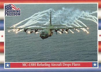 2001 Topps Enduring Freedom #57 MC-130H Refueling Aircraft Drops Flares Front