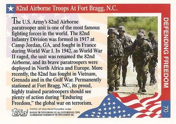 2001 Topps Enduring Freedom #70 82nd Airborne Troops At Fort Bragg, N.C. Back