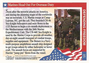 2001 Topps Enduring Freedom #85 Marines Head Out For Overseas Duty Back