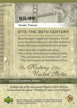 2004 Upper Deck History of the United States #20th9 Mark Twain Back