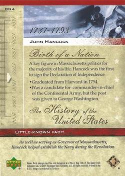 2004 Upper Deck History of the United States #BN4 John Hancock Back