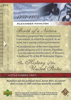 2004 Upper Deck History of the United States #BN5 Alexander Hamilton Back