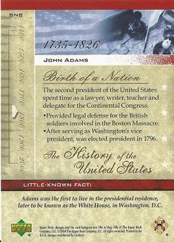 2004 Upper Deck History of the United States #BN8 John Adams Back