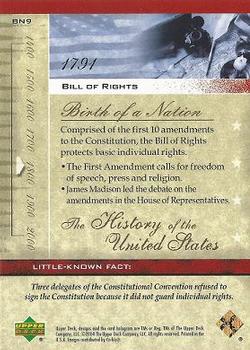2004 Upper Deck History of the United States #BN9 Bill of Rights Back