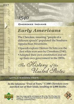2004 Upper Deck History of the United States #EA7 Cherokee Indians Back