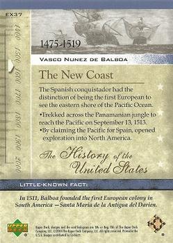 2004 Upper Deck History of the United States #EX37 Vasco Nunez de Balboa Back