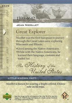 2004 Upper Deck History of the United States #EX39 Jean Nicollet Back