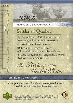 2004 Upper Deck History of the United States #EX3 Samuel De Champlain Back