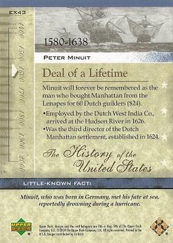 2004 Upper Deck History of the United States #EX43 Peter Minuit Back
