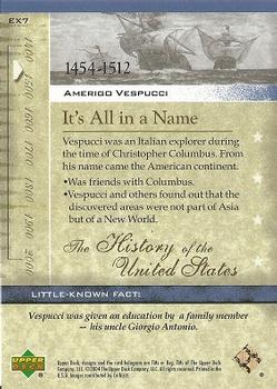 2004 Upper Deck History of the United States #EX7 Amerigo Vespucci Back