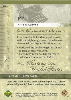 2004 Upper Deck History of the United States #II24 King Gillette Back