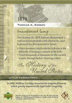 2004 Upper Deck History of the United States #II3 Thomas Edison Back