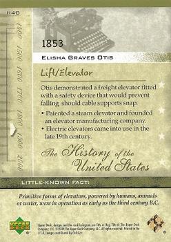 2004 Upper Deck History of the United States #II40 Elisha Graves Otis Back