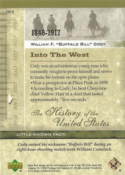 2004 Upper Deck History of the United States #IW5 Buffalo Bill Cody Back