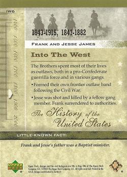 2004 Upper Deck History of the United States #IW6 Frank James / Jesse James Back