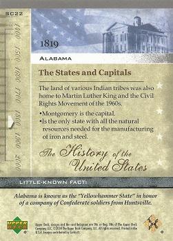2004 Upper Deck History of the United States #SC22 Alabama Back