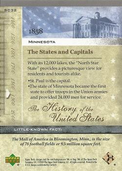 2004 Upper Deck History of the United States #SC32 Minnesota Back