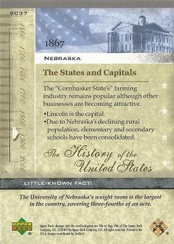 2004 Upper Deck History of the United States #SC37 Nebraska Back
