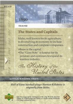 2004 Upper Deck History of the United States #SC43 Idaho Back