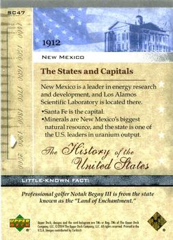 2004 Upper Deck History of the United States #SC47 New Mexico Back