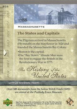 2004 Upper Deck History of the United States #SC6 Massachusetts Back