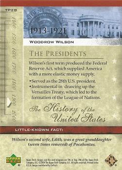 2004 Upper Deck History of the United States #TP28 Woodrow Wilson Back