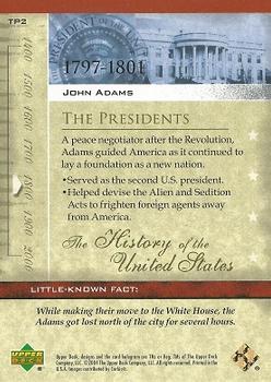 2004 Upper Deck History of the United States #TP2 John Adams Back