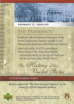 2004 Upper Deck History of the United States #TP31 Herbert Hoover Back