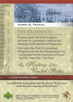 2004 Upper Deck History of the United States #TP33 Harry S. Truman Back
