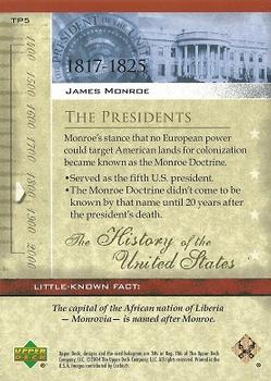 2004 Upper Deck History of the United States #TP5 James Monroe Back