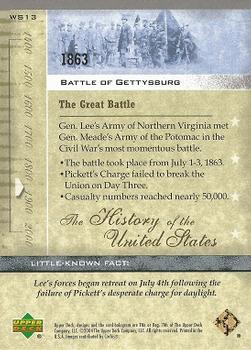 2004 Upper Deck History of the United States #WS13 Battle of Gettysburg Back