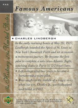 2004 Upper Deck History of the United States - Famous Americans #FA5 Charles Lindbergh Back