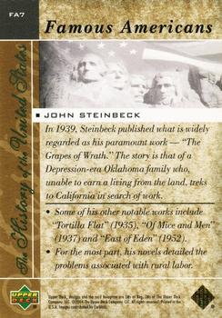 2004 Upper Deck History of the United States - Famous Americans #FA7 John Steinbeck Back